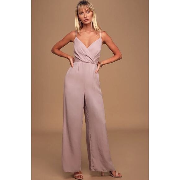 Lulus Women's Call For Me Dusty Lavender Faux Wrap Jumpsuit XSmall MSRP $79 - Picture 1 of 8